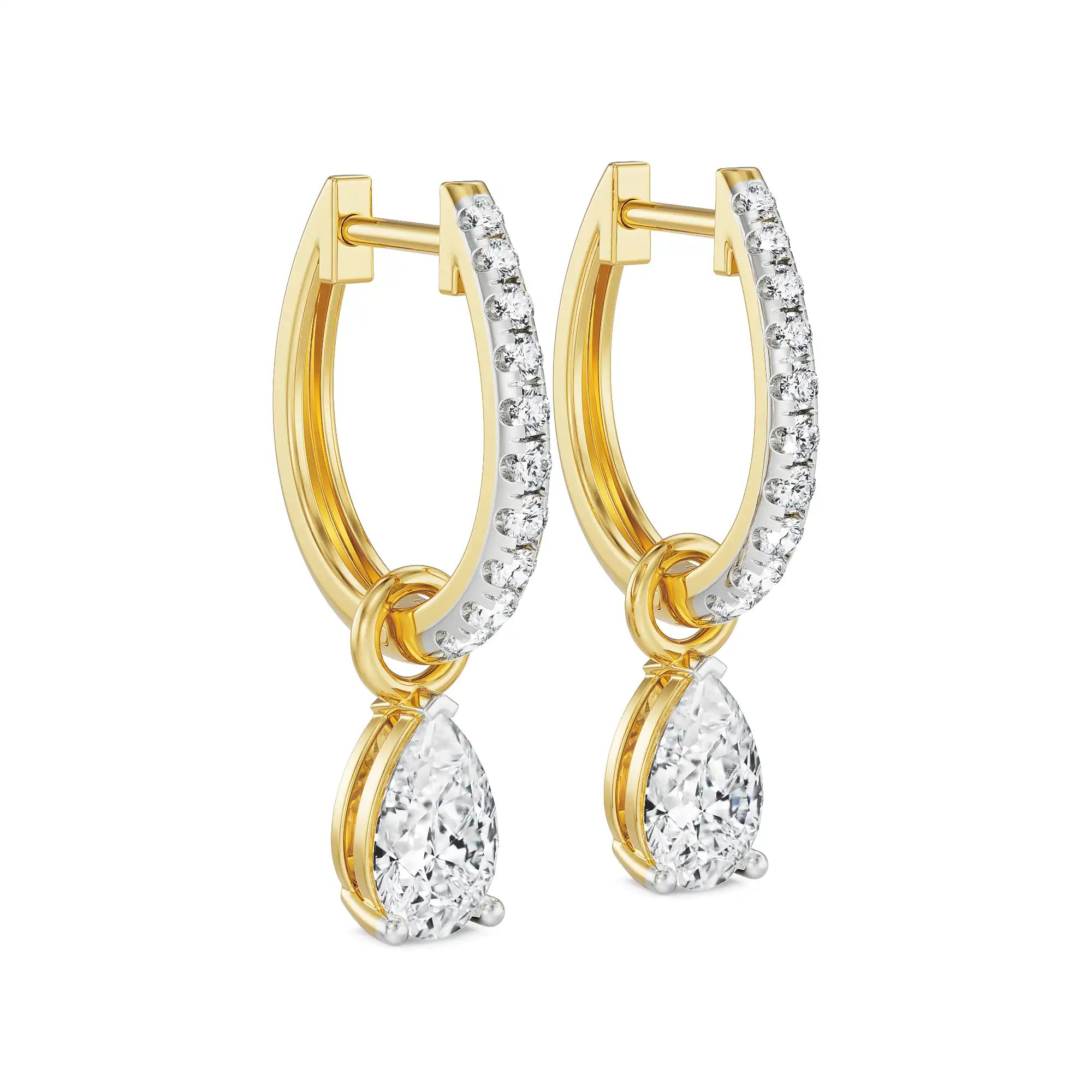 Perfect Pear Lab Grown Diamond Hoops - side view