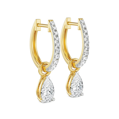 Perfect Pear Lab Grown Diamond Hoops - side view
