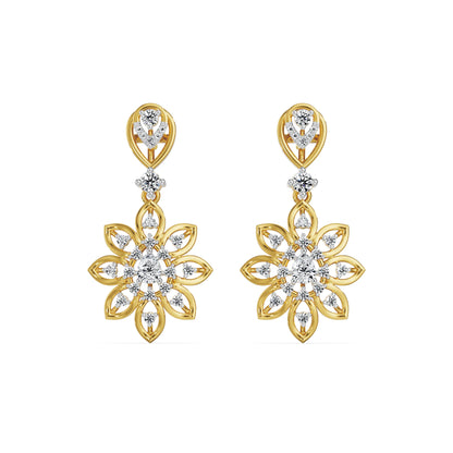 Celestial Bliss Lab Grown Diamond Earrings - front view in 9KT