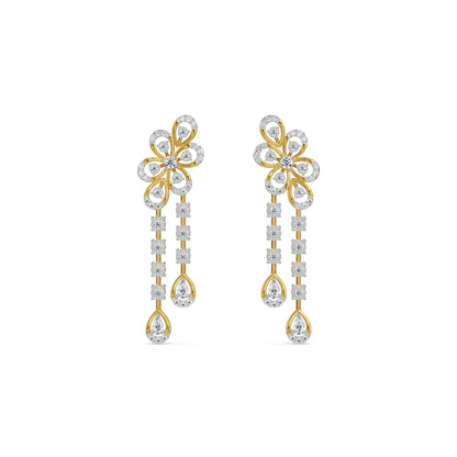 Lush Bloom Lab Grown Diamond Earrings - front view in 9KT