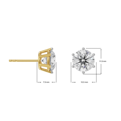 3 CT Versatile Lab Grown Diamond Solitaire Studs