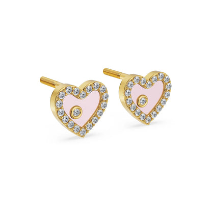 Little Heart Lab Grown Diamond Studs - side view