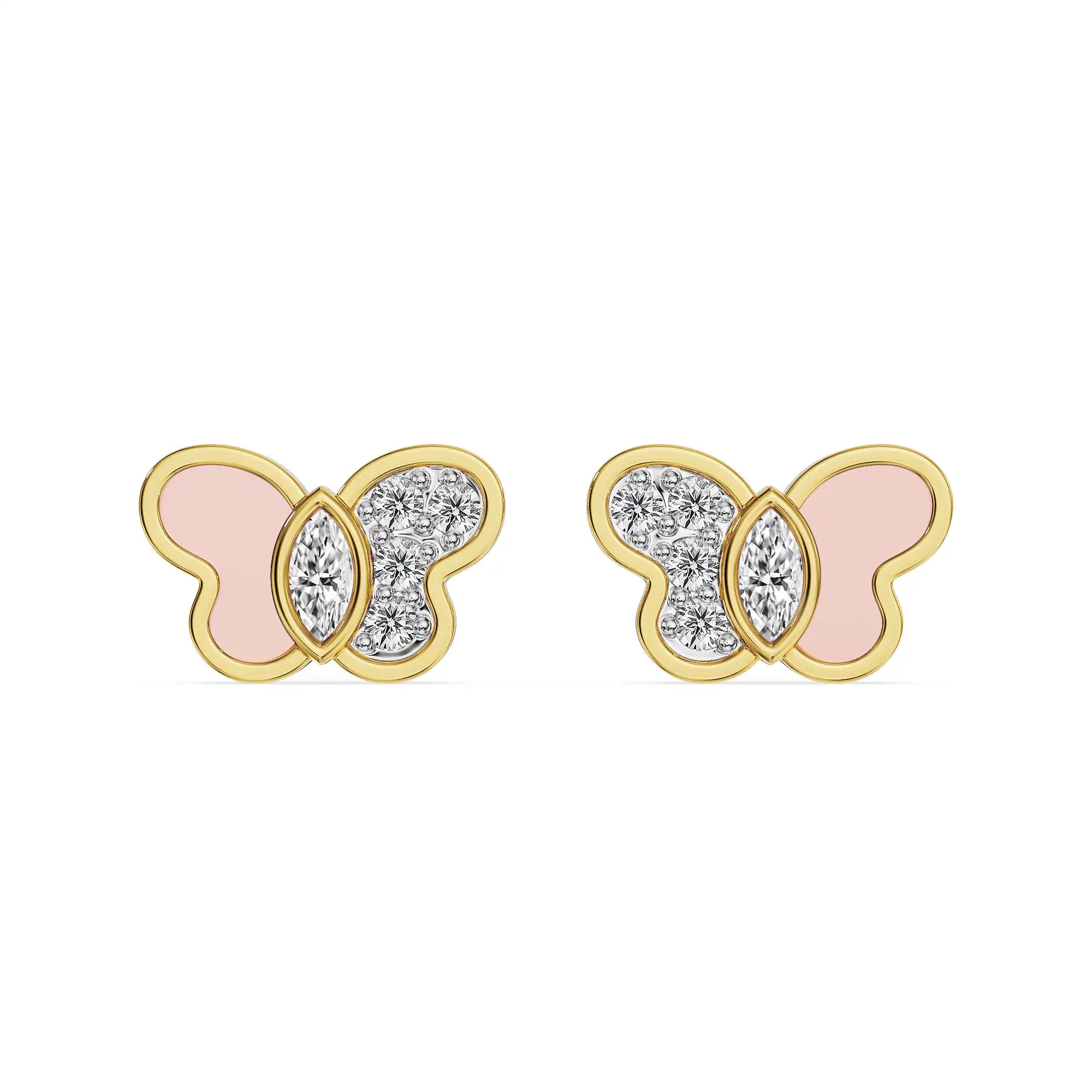 Pink Wings Lab Grown Diamond Studs - front view
