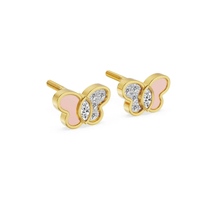 Pink Wings Lab Grown Diamond Studs - side view