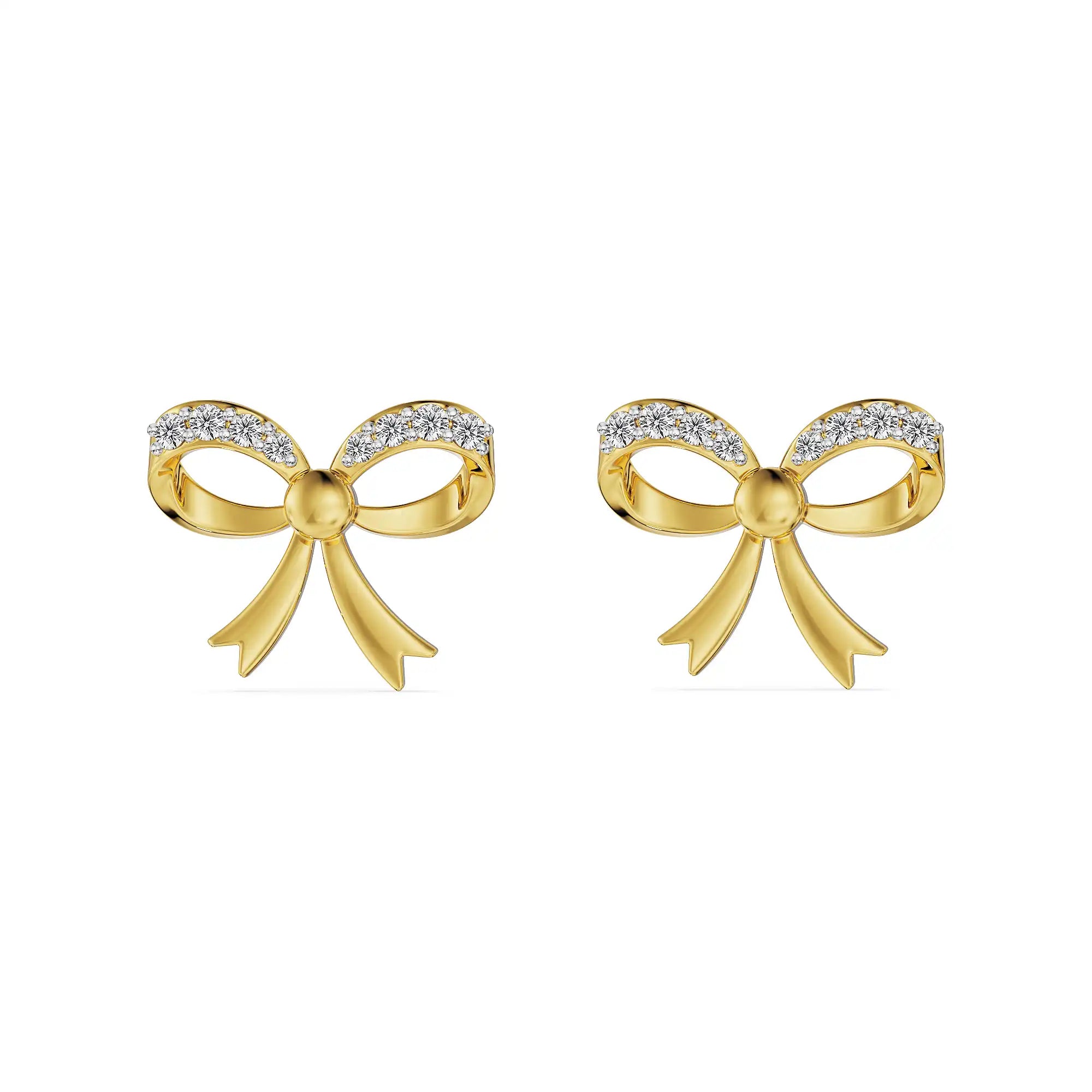 Beloved Bow Lab Grown Diamond Studs - front view in 9KT