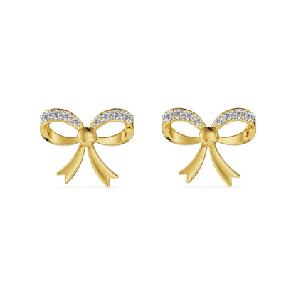 Beloved Bow Lab Grown Diamond Studs - front view in 9KT