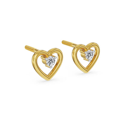 Playful Heart Lab Grown Diamond Studs - side view