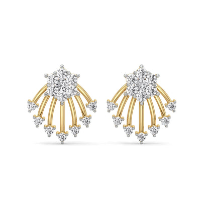 Shooting Star Lab Grown Diamond Earrings - front view in 9KT