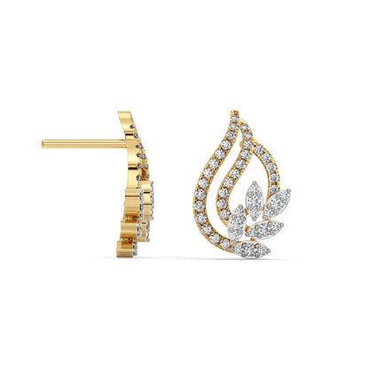 Leafy Bloom Lab Grown Diamond Earrings - perspective view