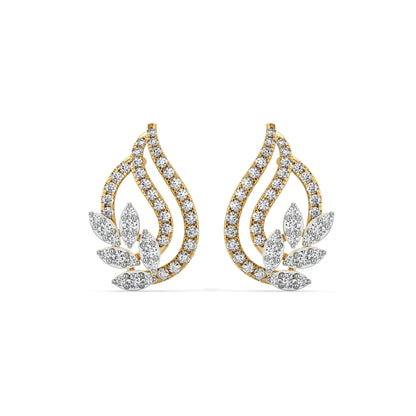 Leafy Bloom Lab Grown Diamond Earrings - front view
