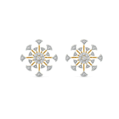 Galaxy Blossom Lab Grown Diamond Earrings - front view in 9KT