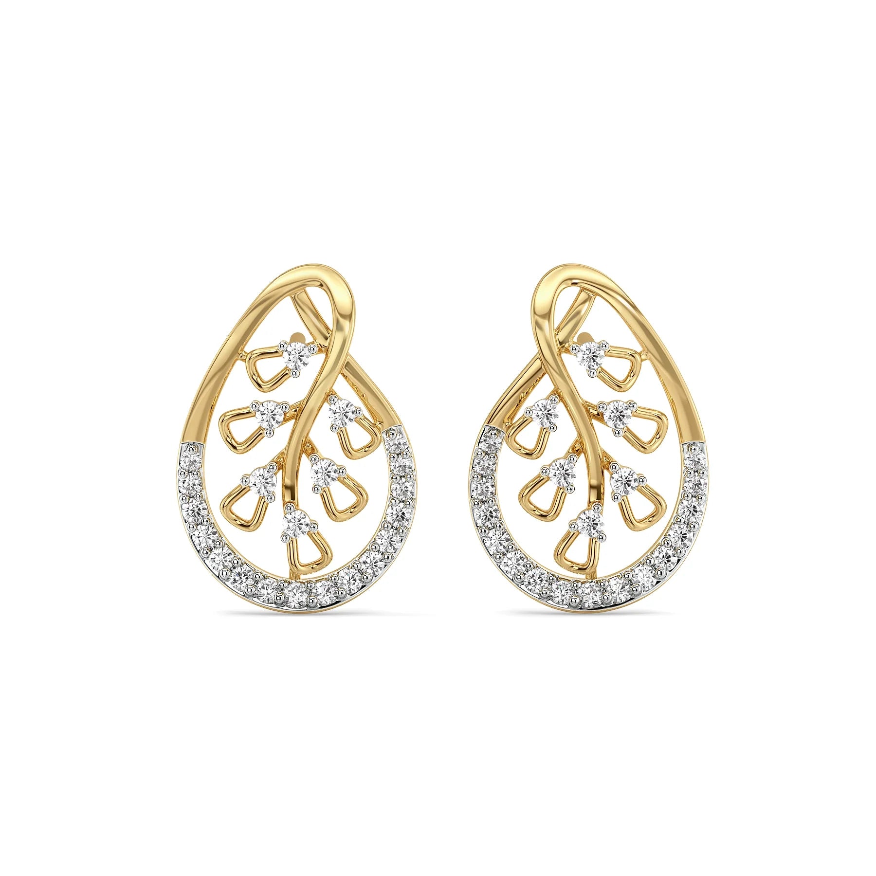 Teardrop Glow Lab Grown Diamond Earrings - front view in 9KT