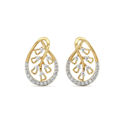 Teardrop Glow Lab Grown Diamond Earrings - front view in 9KT