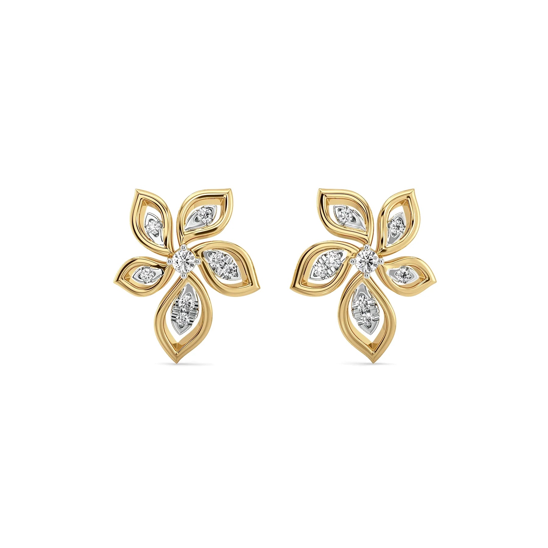 Elegant Flora Lab Grown Diamond Earrings - front view in 9KT