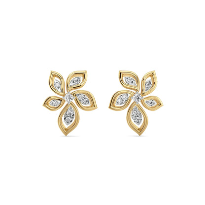 Elegant Flora Lab Grown Diamond Earrings - front view in 9KT