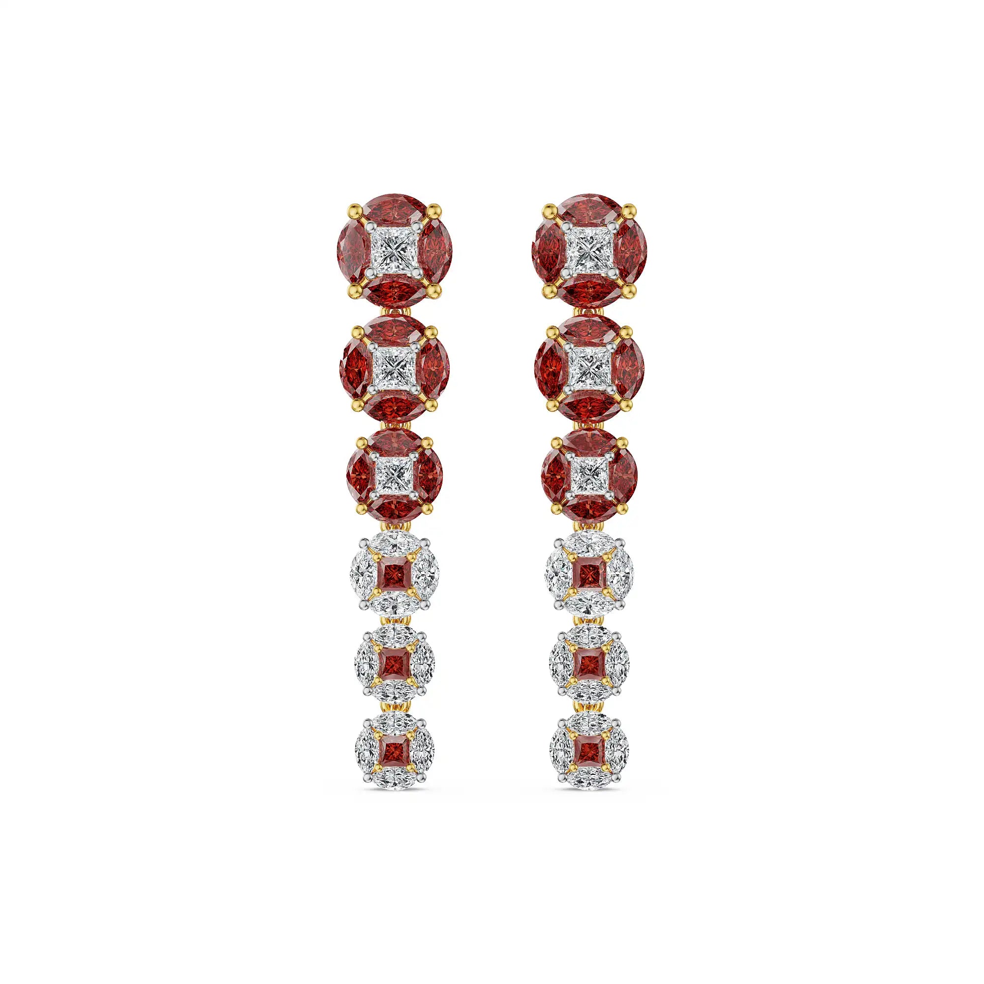 Crimson Cascade Drop Lab Grown Diamond Earrings