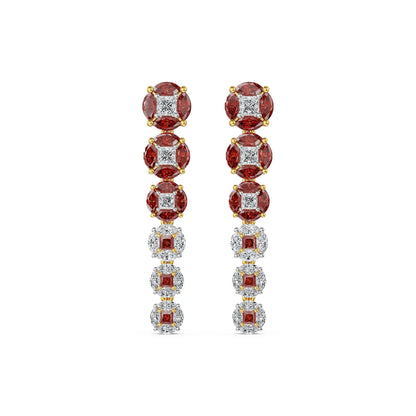 Crimson Cascade Drop Lab Grown Diamond Earrings
