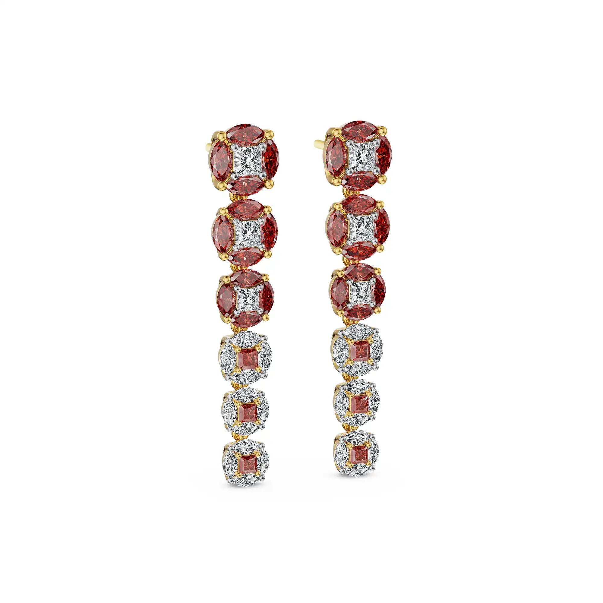 Crimson Cascade Drop Lab Grown Diamond Earrings