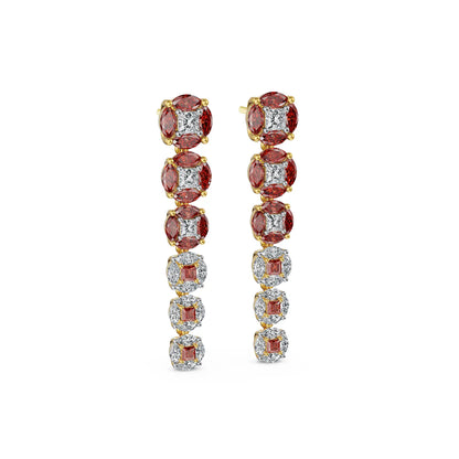 Crimson Cascade Drop Lab Grown Diamond Earrings