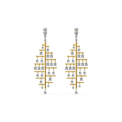 Dewdrop Leaf Lab Grown Diamond Chandelier Earrings - Front view