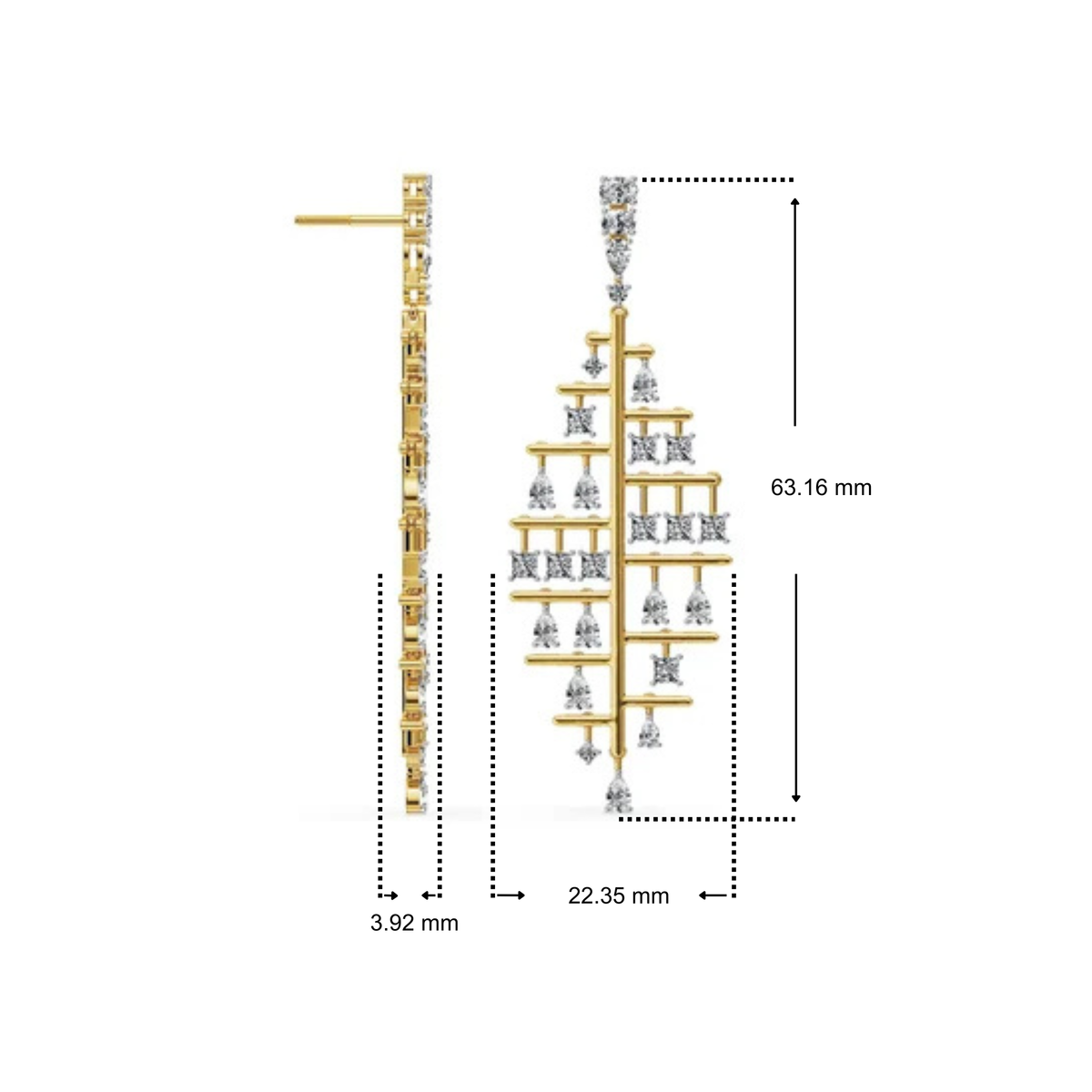 Dewdrop Leaf Lab Grown Diamond Chandelier Earrings