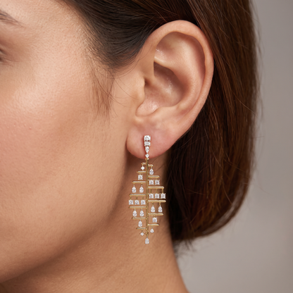 Dewdrop Leaf Lab Grown Diamond Chandelier Earrings