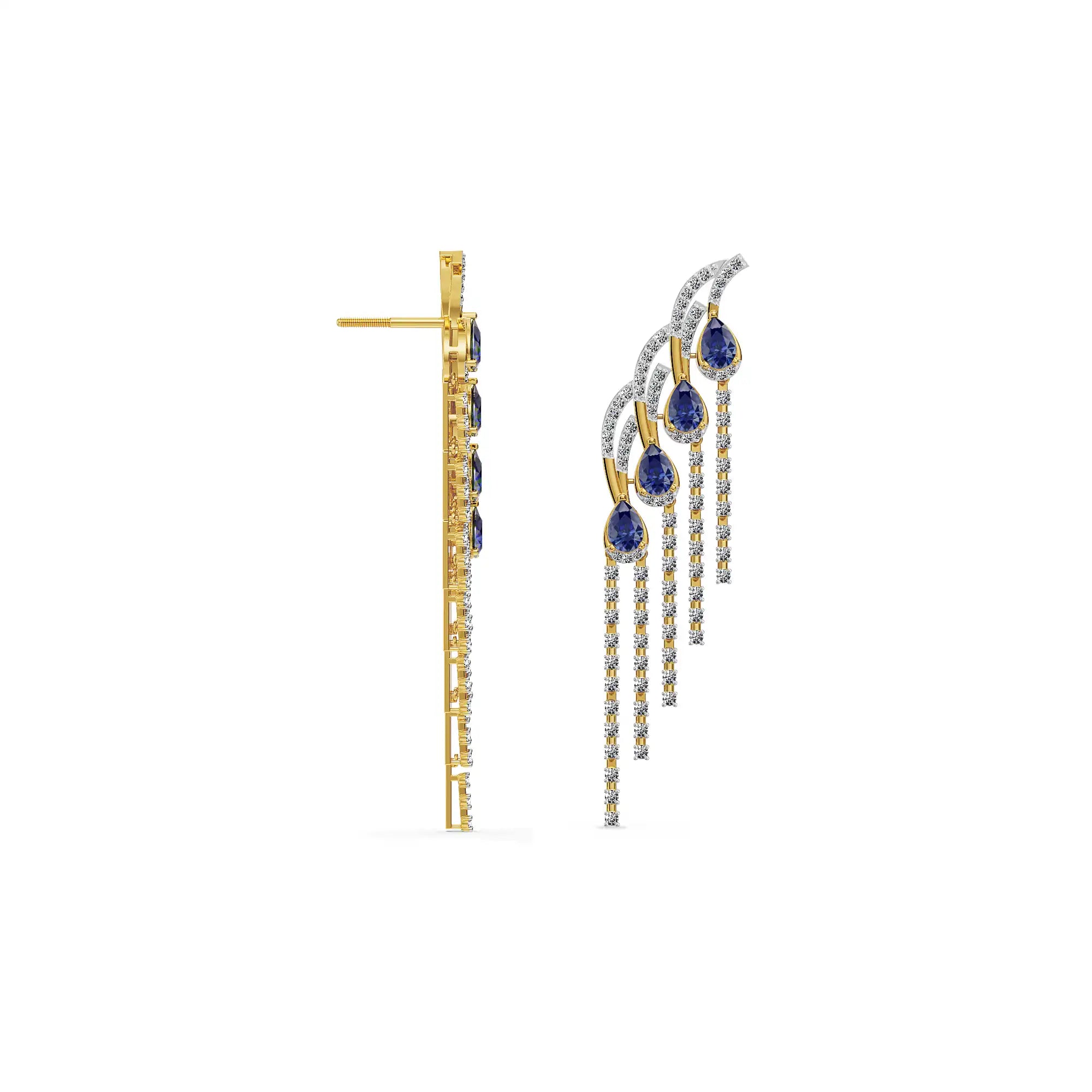 Blue Ember Lab Grown Diamond Chandelier Earrings - Perspective view