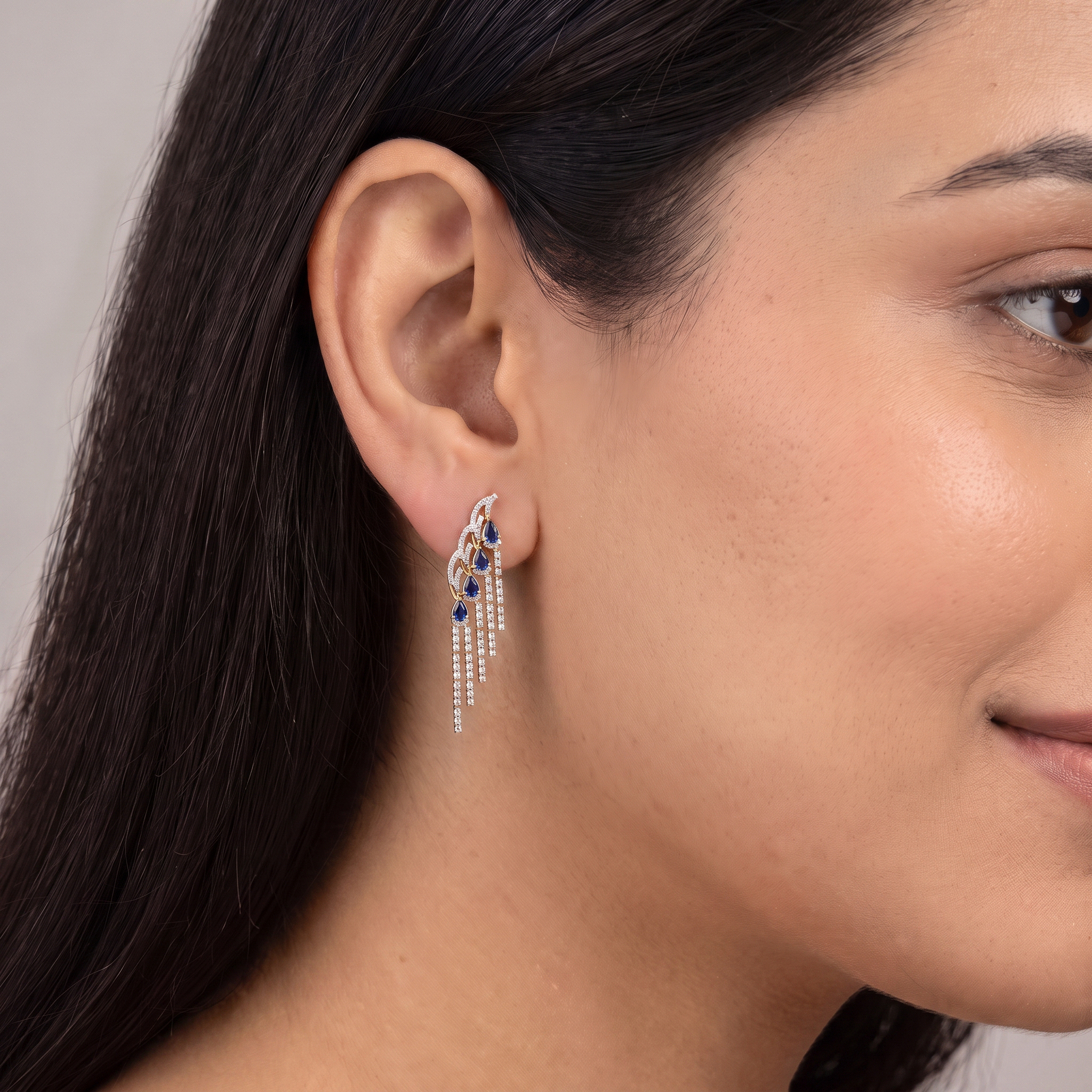 Blue Ember Lab Grown Diamond Chandelier Earrings
