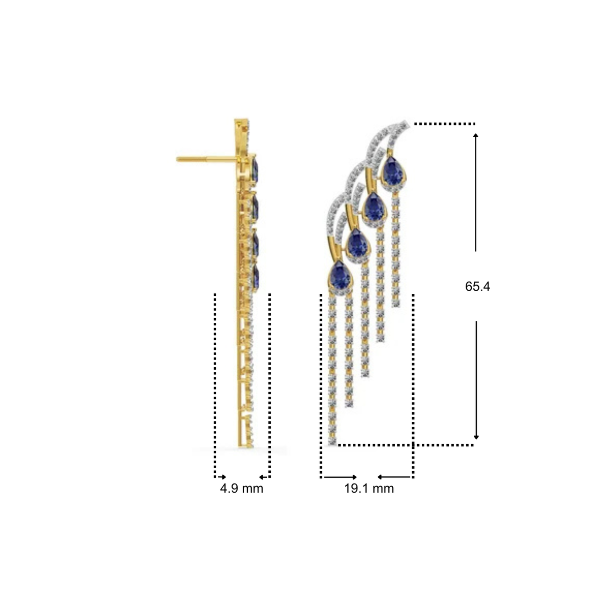 Blue Ember Lab Grown Diamond Chandelier Earrings