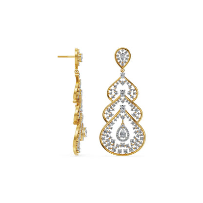 Moonlit Cascade Lab Grown Diamond Chandelier Earrings - Perspective View