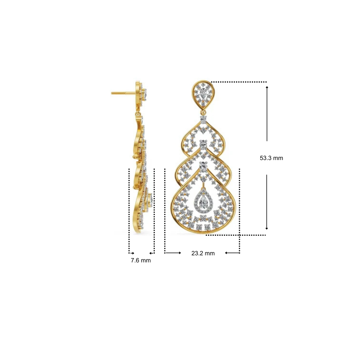 Moonlit Cascade Lab Grown Diamond Chandelier Earrings