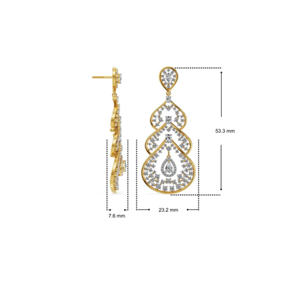Moonlit Cascade Lab Grown Diamond Chandelier Earrings