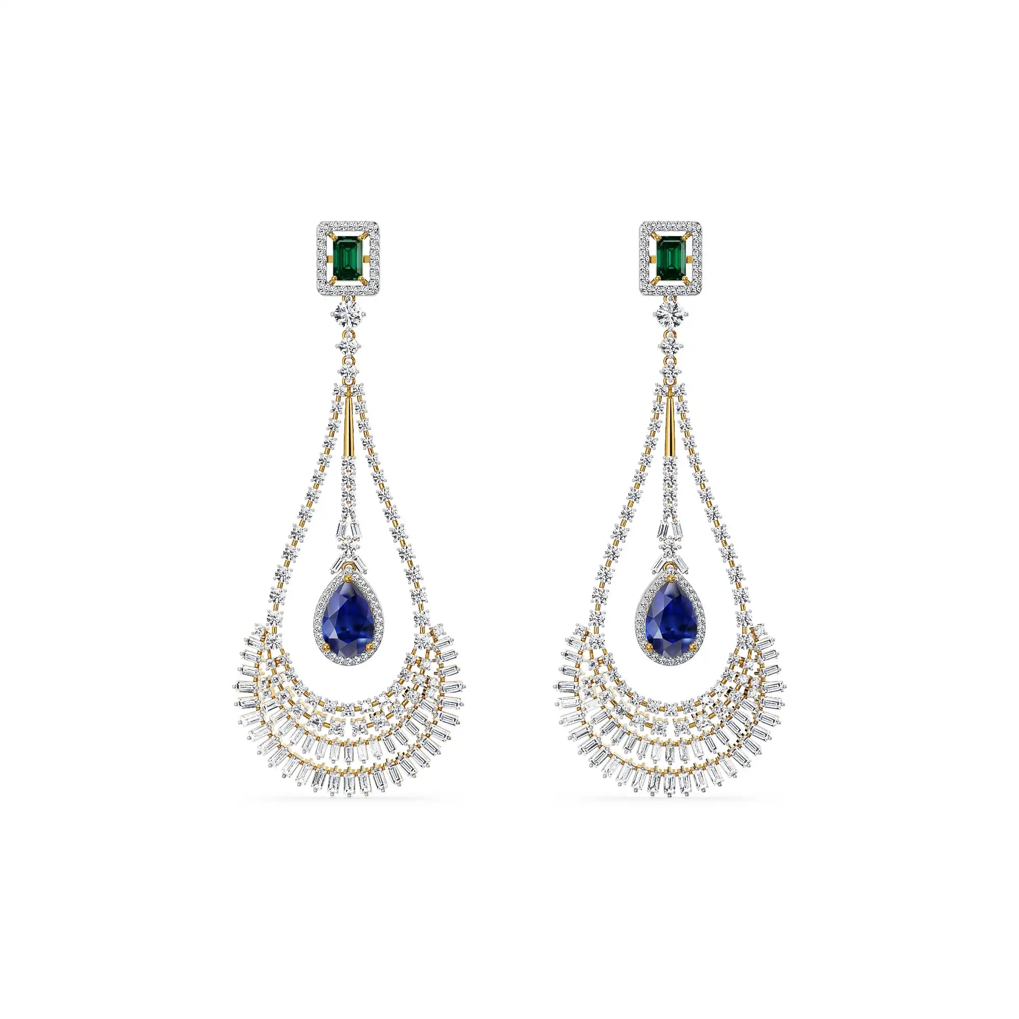 Royal Rhapsody Lab Grown Diamond Chandelier Earrings - Front View