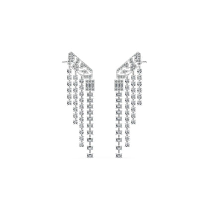 Art Deco Lab Grown Diamond Chandelier Earrings 9KT