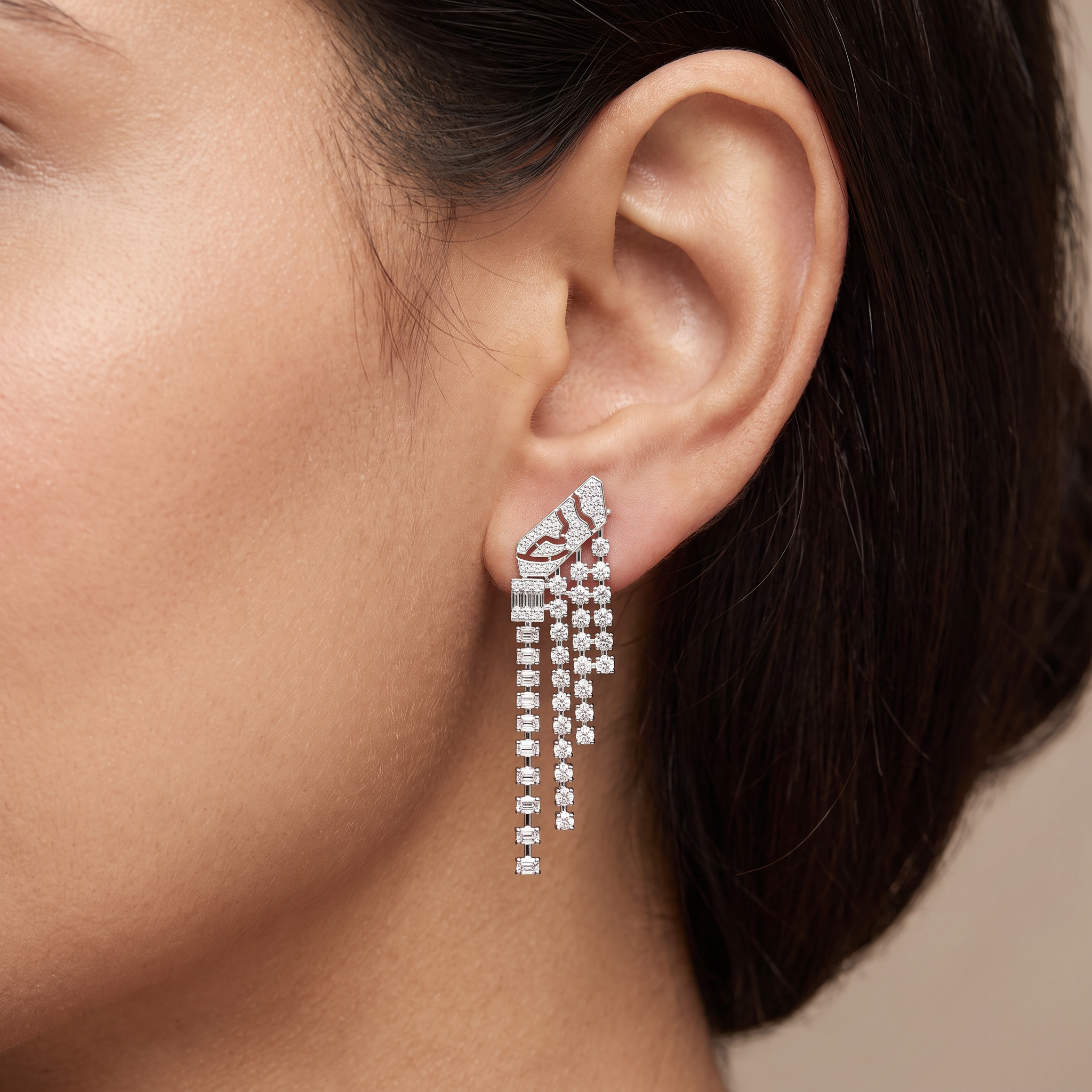 Art Deco Lab Grown Diamond Chandelier Earrings