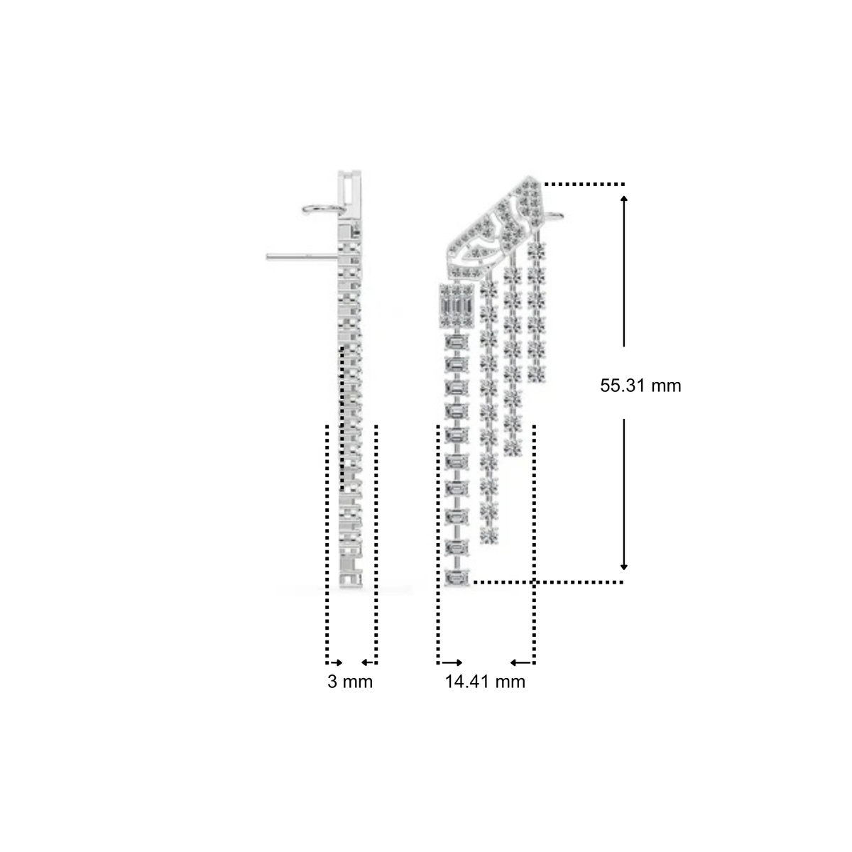 Art Deco Lab Grown Diamond Chandelier Earrings