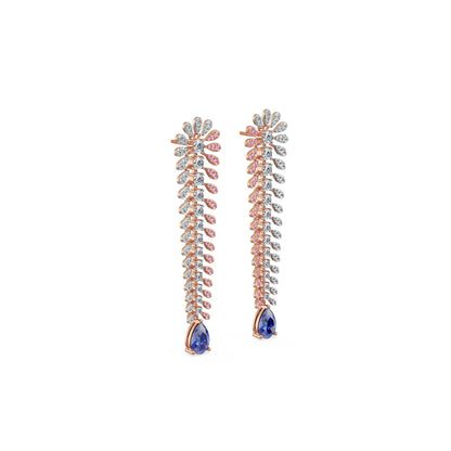 Sapphire Fern Lab Grown Diamond Chandelier Earrings_in-stock
