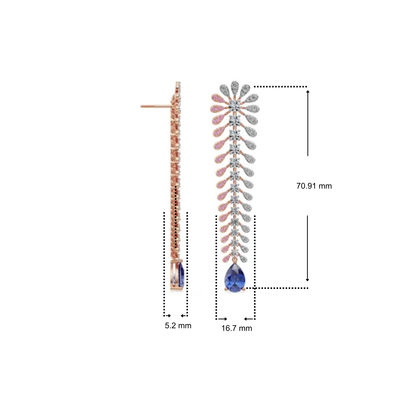 Sapphire Fern Lab Grown Diamond Chandelier Earrings