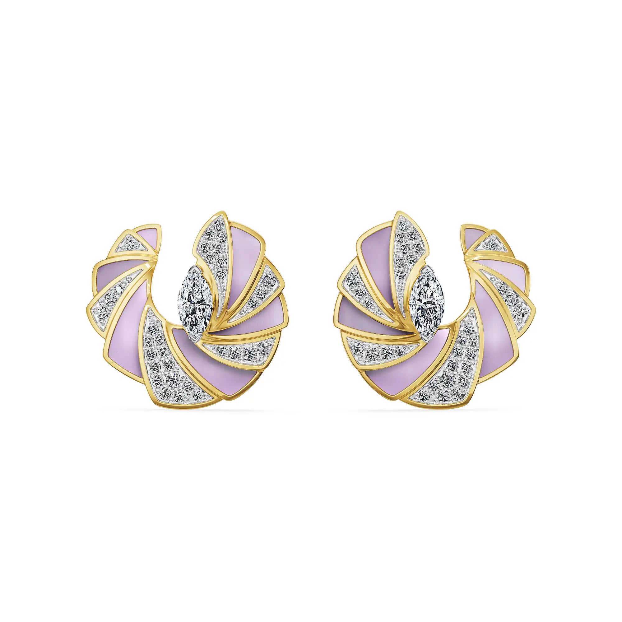 Opaline Orbit Lab Grown Diamond Earrings - front view