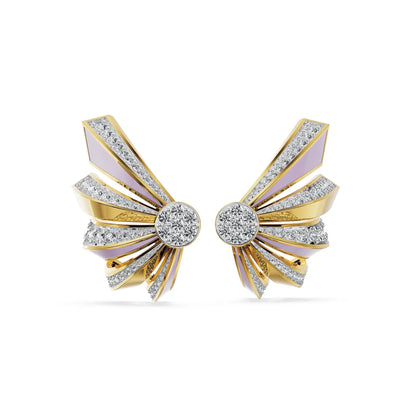 Lilac Wings Lab Grown Diamond Earrings - front view in 9KT