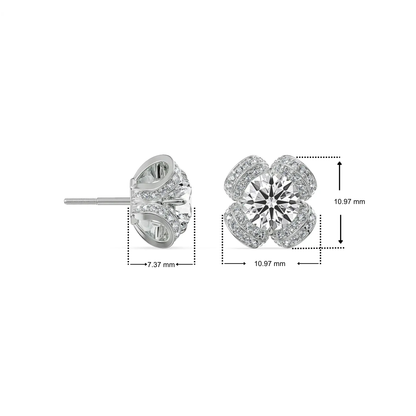 Floret Round Lab Grown Diamond Earrings