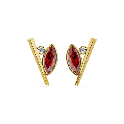 Crimson Ruby Lab Grown Diamond Earrings