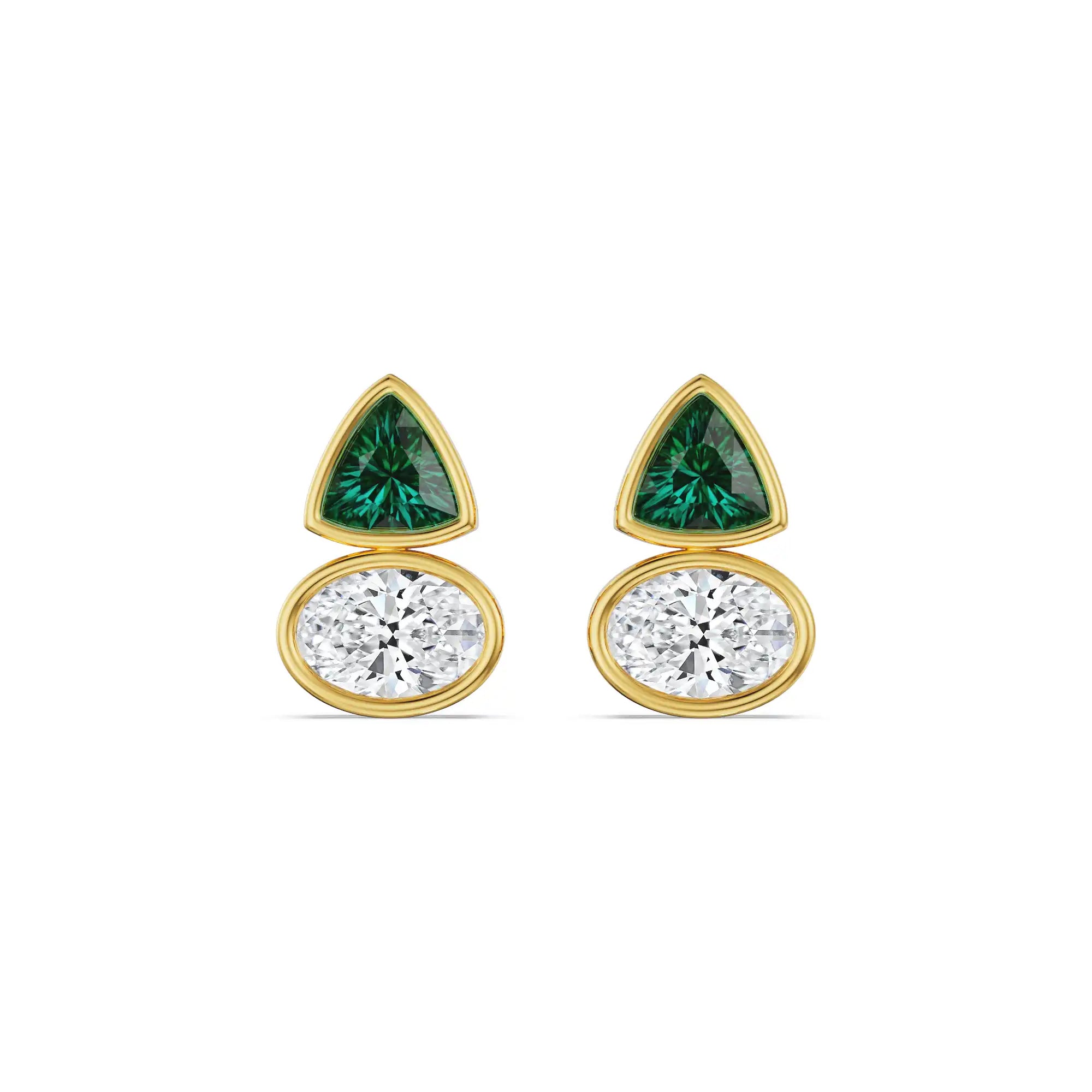 Emerald Geometric Lab Grown Diamond Earrings