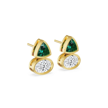 Emerald Geometric Lab Grown Diamond Earrings
Side View