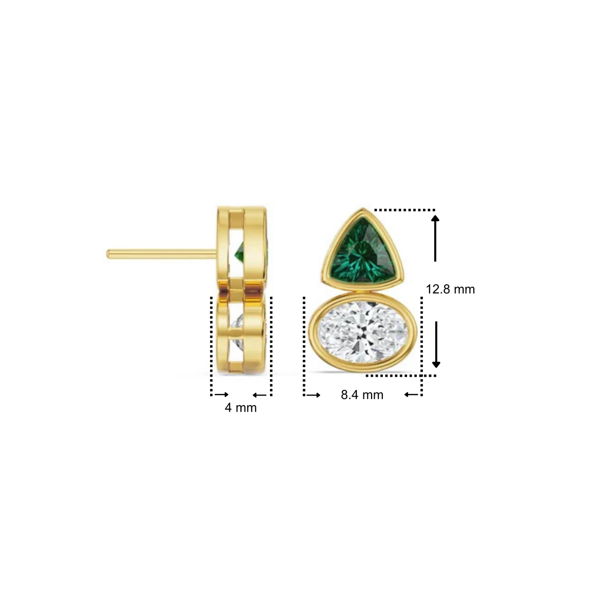 Emerald Geometric Lab Grown Diamond Earrings