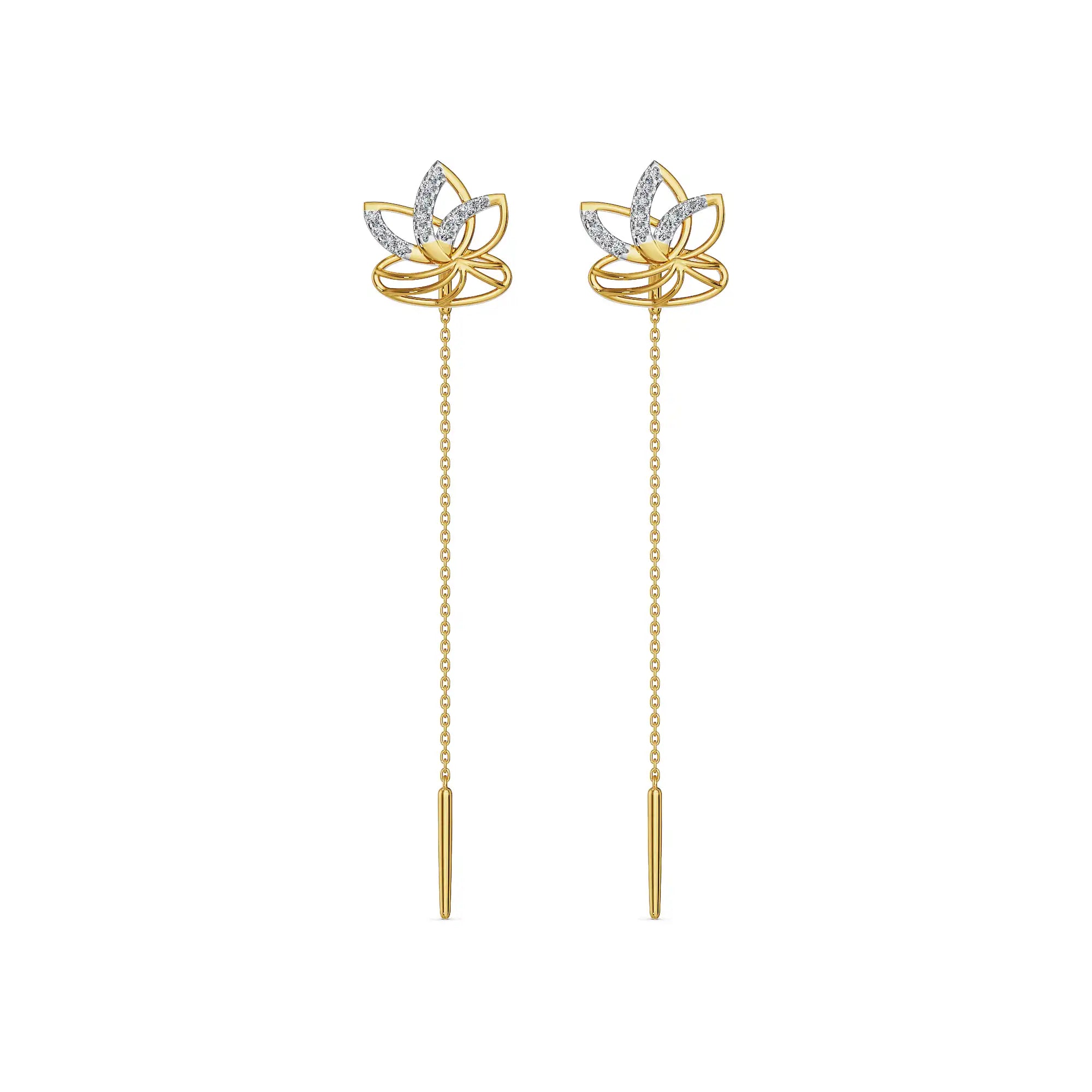 Lotus Petal Sui Dhaga Diamond Earrings