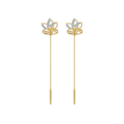 Lotus Petal Sui Dhaga Diamond Earrings