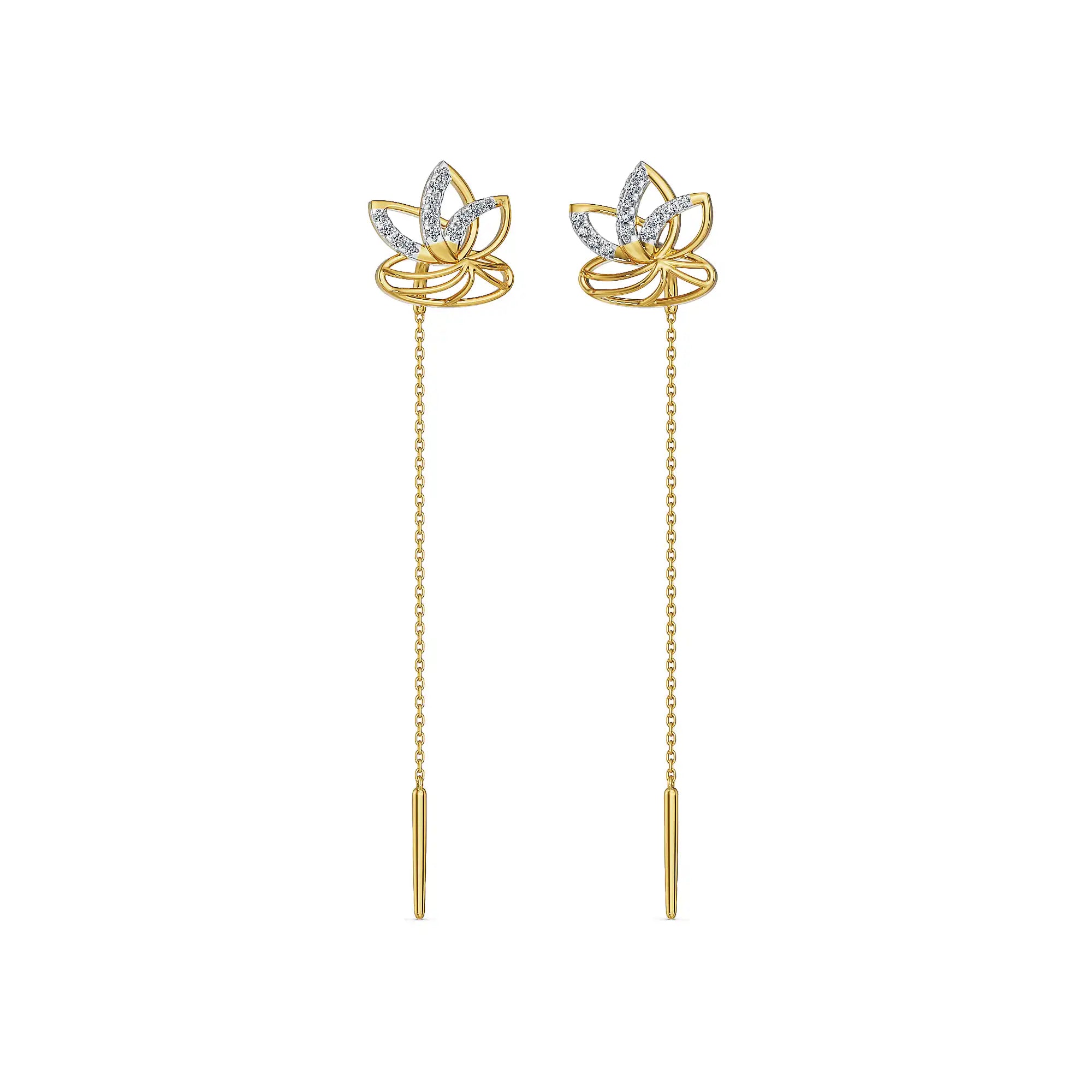 Lotus Petal Sui Dhaga Diamond Earrings