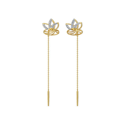 Lotus Petal Sui Dhaga Diamond Earrings