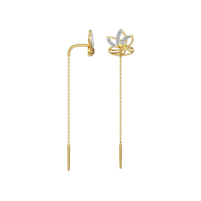 Lotus Petal Sui Dhaga Diamond Earrings